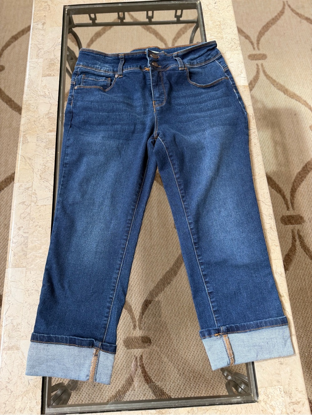 Classic Dark Blue Cuffed Women's Ankle Jeans